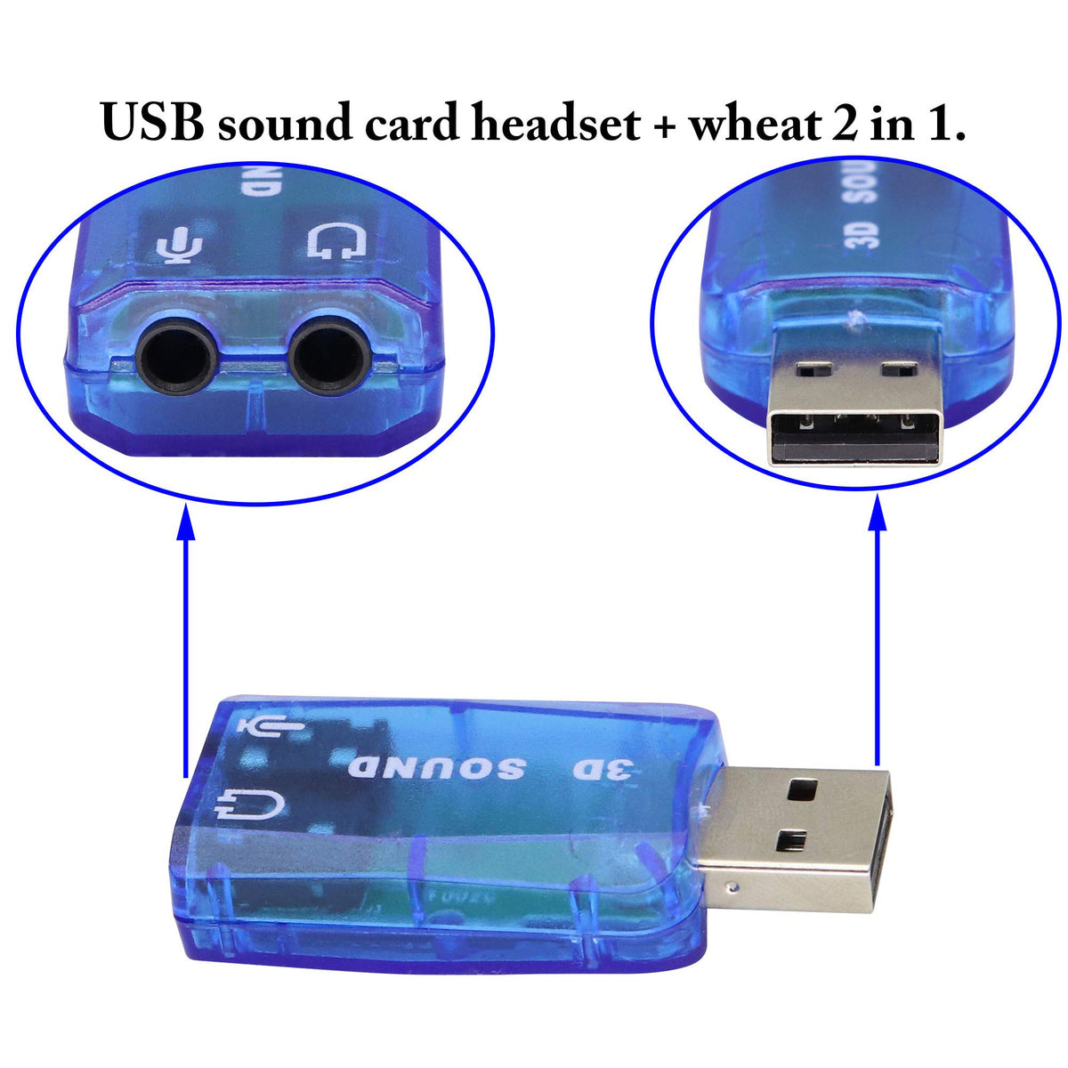 USB Sound Card Adapter, USB to 3.5mm Headphone & Microphone Jack, 5.1 Channel Stereo, Plug & Play, Raspberry Pi, Windows, Mac, Linux, PS4, PC
