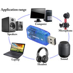 USB Sound Card Adapter, USB to 3.5mm Headphone & Microphone Jack, 5.1 Channel Stereo, Plug & Play, Raspberry Pi, Windows, Mac, Linux, PS4, PC