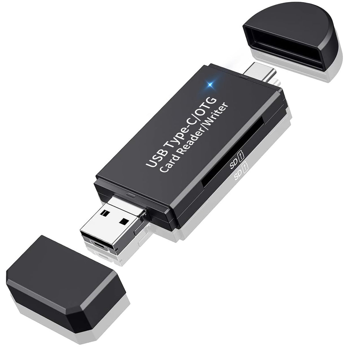 USB C Micro USB SD Card Reader 3 in 1 USB 2.0 Memory Adapter Dual Slot for SD TF MicroSD OTG for Android Phone Tablet PC Laptop Not for iPhone iPad