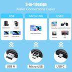 USB C Micro USB SD Card Reader 3 in 1 USB 2.0 Memory Adapter Dual Slot for SD TF MicroSD OTG for Android Phone Tablet PC Laptop Not for iPhone iPad