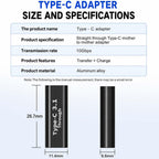 USB C Female to Female Adapter 10Gbps 100W PD 8K 60Hz Type C Coupler Extender Thunderbolt 4 3 Compatible for Cable Laptop Monitor Dock