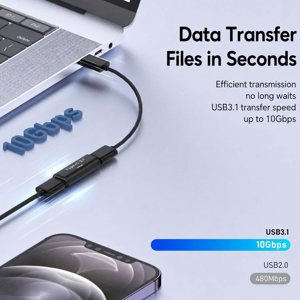 USB C Female to Female Adapter 10Gbps 100W PD 8K 60Hz Type C Coupler Extender Thunderbolt 4 3 Compatible for Cable Laptop Monitor Dock
