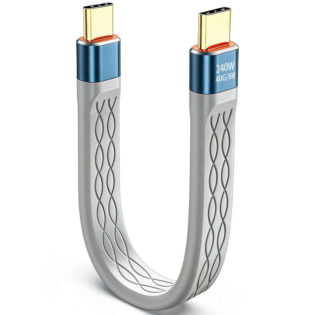 USB4 Thunderbolt 4 USB C Cable 240W PD 40Gbps 8K 60Hz 5.3 Inch Short Cord E Marker for MacBook Pro iPhone 16 15 Galaxy S24 Steam Deck