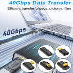 USB4 USB C Right Angle Adapter 240W PD 40Gbps 8K 60Hz 90 Degree Vertical Side Bend 180 U Shape Type C Extender for Thunderbolt 4 Steam Deck ROG Ally MacBook Pro