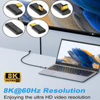 USB4 USB C Right Angle Adapter 240W PD 40Gbps 8K 60Hz 90 Degree Vertical Side Bend 180 U Shape Type C Extender for Thunderbolt 4 Steam Deck ROG Ally MacBook Pro