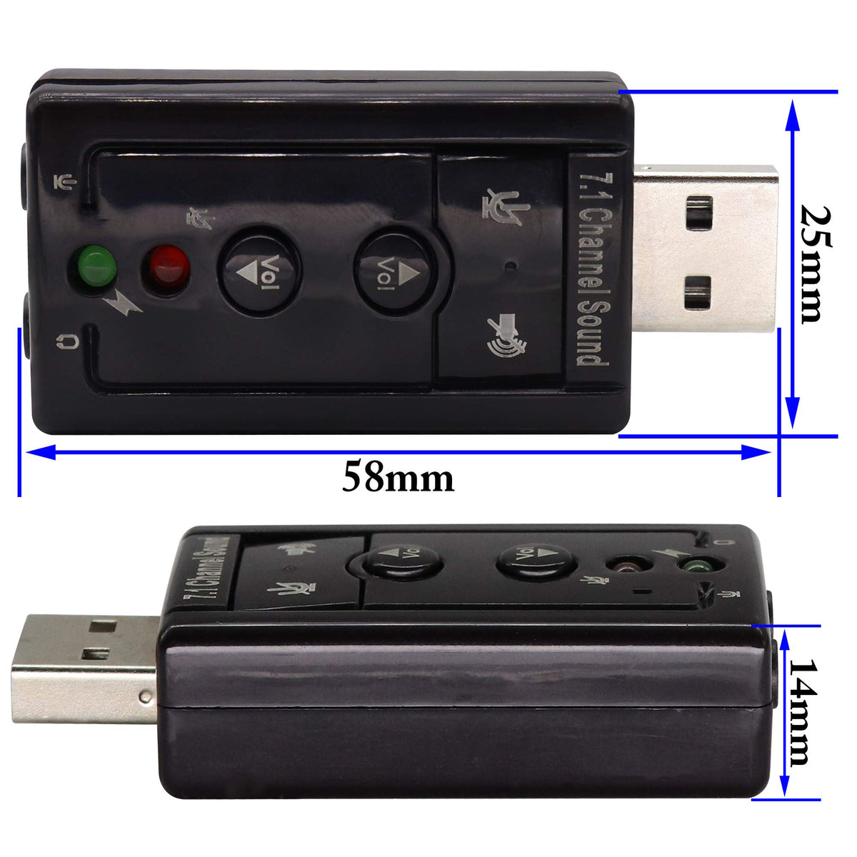 USB External Sound Card Audio Adapter Virtual 7.1 Channel USB to 3.5mm Headphone Mic Jack with Volume Control Mute Buttons for PC Mac Laptop Desktop