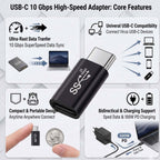 USB C Male to Female Adapter 10Gbps USB 3.2 Extender Type C Port Saver 5A 30V Fast Charging 4K Video for Laptop PC Phone Tablet TV Gamepad SSD Hub