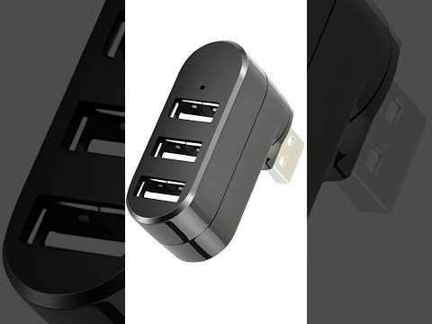 3-Port USB 2.0 Hub 90°/180° Rotatable Connector – Compact Portable USB Splitter 480Mbps for PC Laptop Notebook Mac