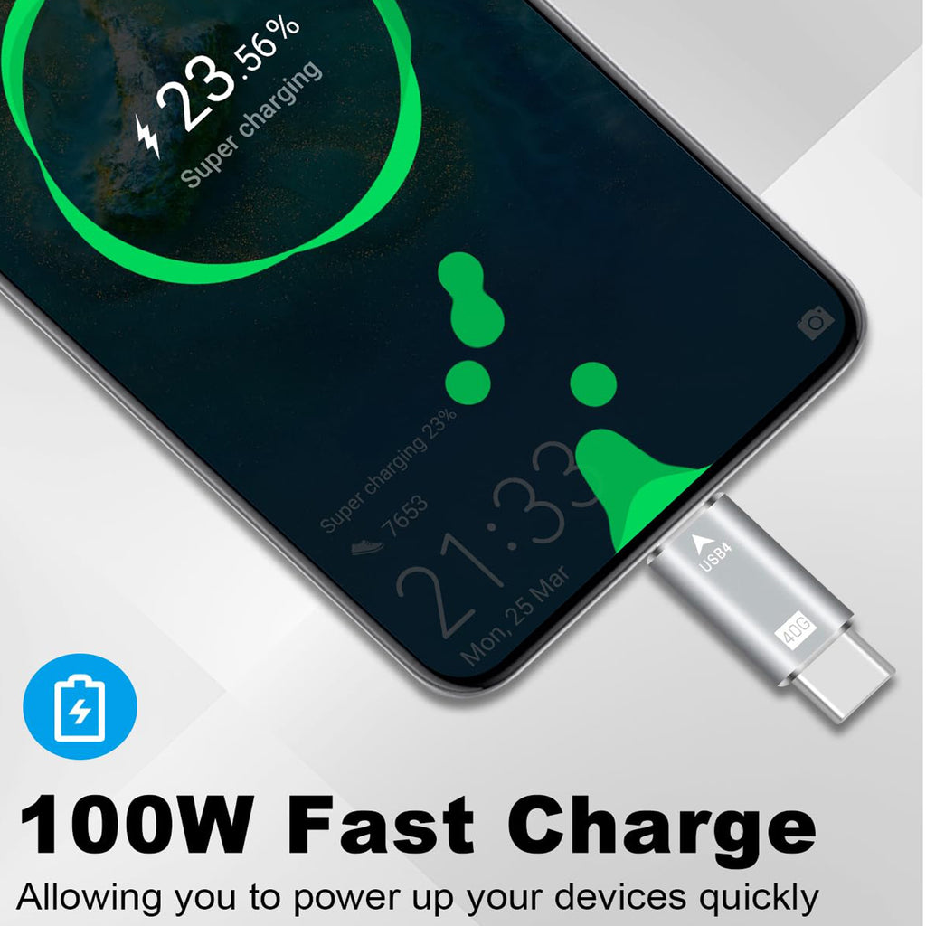 USB4 USB C Male to Male Adapter 40Gbps Data Transfer PD 100W Fast Charging 8K 60Hz Video Type C Coupler for Thunderbolt 4 3 MacBook Pro iPad eGPU SSD Enclosure
