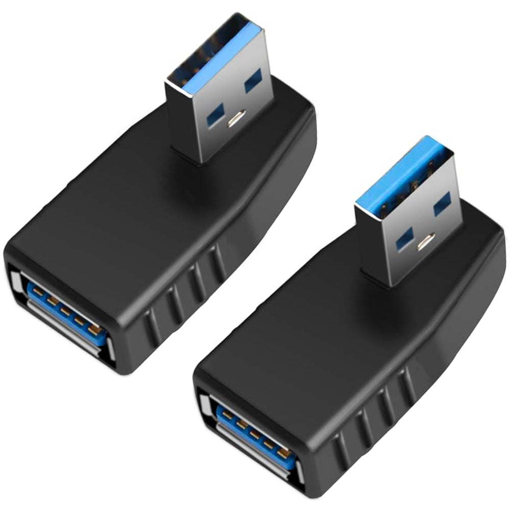 USB 3.0 Adapter 90 Degree Male to Female Left Angle Right Angle 5Gbps SuperSpeed USB A Connector for PC Laptop Hard Drive Flash Drive Black Blue
