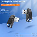 USB 3.0 Adapter 90 Degree Male to Female Left Angle Right Angle 5Gbps SuperSpeed USB A Connector for PC Laptop Hard Drive Flash Drive Black Blue