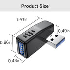 USB 3.0 Adapter 90 Degree Male to Female Left Angle Right Angle 5Gbps SuperSpeed USB A Connector for PC Laptop Hard Drive Flash Drive Black Blue