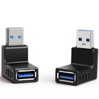 USB 3.0 Adapter 90 Degree Male to Female Up Angle Down Angle 5Gbps SuperSpeed USB A Connector for PC Laptop Hard Drive Flash Drive Black Blue