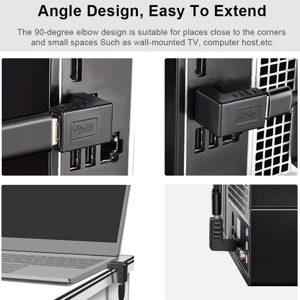 USB 3.0 Adapter Female Coupler 90 Degree Up Down Left Right Angle and Straight 5Gbps SuperSpeed USB A for PC Laptop Hard Drive Flash Drive