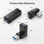 USB 3.0 Adapter Female Coupler 90 Degree Up Down Left Right Angle and Straight 5Gbps SuperSpeed USB A for PC Laptop Hard Drive Flash Drive