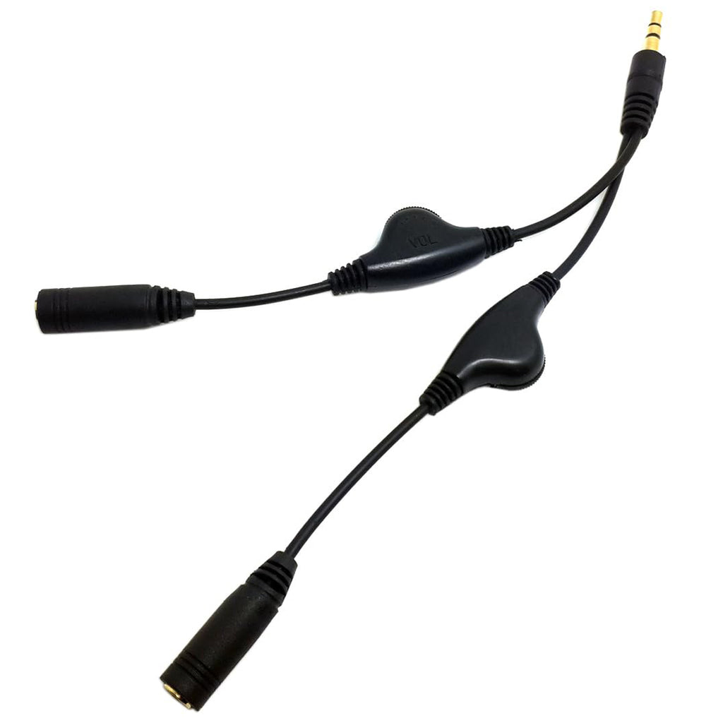 3.5mm Headphone Audio Y Splitter Cable 1 Male to 2 Female with Dual Volume Controls 3 Pole TRS Stereo Aux Jack Adapter for Earphones Speakers iPod PC