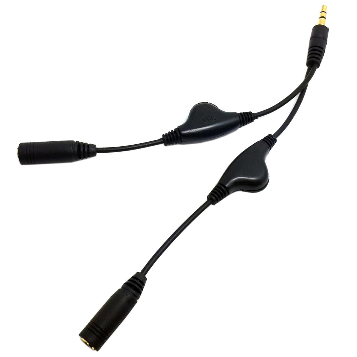 3.5mm Headphone Audio Y Splitter Cable 1 Male to 2 Female with Dual Volume Controls 3 Pole TRS Stereo Aux Jack Adapter for Earphones Speakers iPod PC