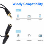 3.5mm Headphone Audio Y Splitter Cable 1 Male to 2 Female with Dual Volume Controls 3 Pole TRS Stereo Aux Jack Adapter for Earphones Speakers iPod PC