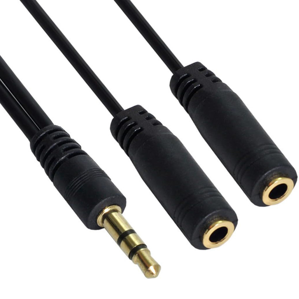 3.5mm Headphone Audio Y Splitter Cable 1 Male to 2 Female with Dual Volume Controls 3 Pole TRS Stereo Aux Jack Adapter for Earphones Speakers iPod PC